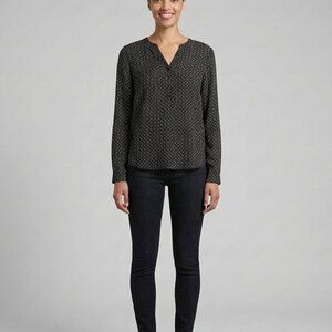 Violet & Claire Black Printed Long-Sleeve Blouse